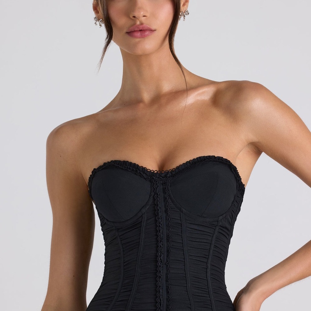 Oh Polly Melvina Black Lace-Up Corset Top